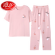 Pajama Langsha 2025 pour les femmes en été pur coton pur et confortable pantalon à manches courtes peut être porté à l'extérieur en été. Ysh679 m [recommandé de porter 80-100 Jin [Jin est égal à 0,5 kg]]]