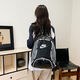 Sports three-painted black leather film shoulder new one-shoulder crossbody bag ins, high school men and women backpack large capacity D698 black