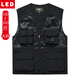 
LED vest men's photography fishing vest mesh multi-pocket workhorse clamp outdoor quick-drying vest men's breathable Khaki XL recommended 104-155Jin [Jin equals 0.5 kg]