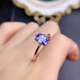 Shaoyu natural tanzanite ring full of fire colored stone emerald cut square 5*7mm 925 silver gold plated