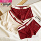 
Modal underwear men's pure cotton festive year of zodiac red breathable crotch wedding good luck festive boxer shorts B6215. [Contrast color + bar strip + letter] 3 strips 3XL (155-190Jin [Jin equals 0.5 kg])