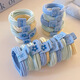 SAHANE Zuoyu bear style sea salt blue seamless hair tie for women with high ponytail and non-collapse hair rope high elastic rubber band hair rope sea salt series 10 pieces-blue label bear