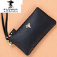 PLOVER genuine leather women's clutch bag long wallet 2025 new fashion simple handwritten wrist mobile phone coin wallet small bag lotus purple