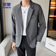 
ROMON casual suit men's commuting suit easy to care versatile jacket loose professional formal wear ZHK13 dark gray XL