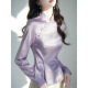 HUALIN FASHION2025早春紫色缎面衬衫新中式高端国风斜襟盘扣衬衣改良旗袍上衣女 紫色 4839 M