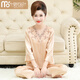 Modal spring and summer middle-aged mother pajamas for women with autumn ice silk, can wear mother-in-law silk thin two-piece set for middle-aged and elderly people ARM684 silver M Recommendation [75-90Jin [Jin equals 0.5 kg]]