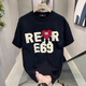 
GTYUWVG2025 Summer Casual Men's Short Sleeve T-Shirt Summer Half Sleeve Pure Cotton Trendy Brand Loose All-Match Top T V983 Black 4XL