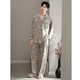 HWHE Light Luxury Brand Herren-Langarmpyjamas 2025 Frühling und Herbst neuer lässiger dünner Stil für externe Kleidung mit großer Größe von Home Clothing Set 13063 Bildfarbe M 90-110Jin [Jin entspricht 0,5 kg]