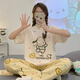 GEBAOTE (GEBAOTE) Mädchen Kurzärärmische Hosen Sommer Junior High School Schüler kleines Kaninchen Big Child süß 15 Animation Home Clothing 6623# Bear Pocket M [65-90jin [Jin gleich 0,5 kg]]