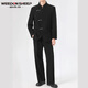 Vaderton Sheep New Chinese Style Zhongshan Groom Robe Suit veste à la tendance et à l'automne Brand Trendy Suite de style chinois ENSEMBLE BLACK Veste + chemise noire + pantalon [trois pièces 3xl [haute qualité]