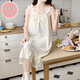 S.SOFEA Summer Sweet Sweet Taptled Pajamas eslingas Cachón de cofre de cofre removible de longitud media suelta Ropa para el hogar YQM6623# PINK 175 L