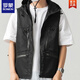 
ROMON 2025 summer new multi-pocket hooded men's vest men's Japanese loose work vest casual and versatile trend black [higher quality than peers] fast shipping XL recommendation [130-150Jin [Jin equals 0.5 kg]]
