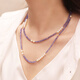 Shengbei Lavender Color High Quality Tanzanite 5mm Aurora Perfect Round Freshwater Pearl Necklace 18k Gold 42cm