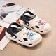 Croton Croton Children's Slippers Summer Hole Chaussures Baby Baby Cartoon Boys and Girls Parent-Child Children porte des chaussures de plage blancs et noir 30