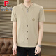Pier Cardin Summer Ice Silk Tricoted Faux T-shirt à manches courtes de style coréen Men et fine et mince T-shirt à manches minces Top 6626 Black M 90-110Jin [Jin est égal à 0,5 kg]