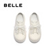百丽（Belle）可两穿板鞋女2025秋季新款可爱蝴蝶结厚底增高休闲鞋B2629CM5 米白色 34 (220mm)