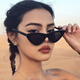 BENEUNDER Fishing under Banana Fishing Europe and America Retro Triangle Cat Eyes Sunglasses Women Korean Style Trendy Ins Disco Hot Girls Sunglasses Internet Celebrity Street Shooting Hip Hop Black Frame Gray Black Film-Shop Manager