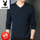 Playboy (PLAYBOY) Modal T-shirt men's long-sleeved V-neck spring and autumn underwear casual spring tops ice silk summer thin low-neck bottoming shirt 1506 V-neck navy M 165