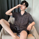 Modal 2025 Nouveau pyjamas pour hommes de glace d'été masculine short à manches courts à manche mince garçons printemps et automne les vêtements à domicile adolescents conviennent à la soie de glace 6629 l (hauteur suggérée 170 et poids 100-