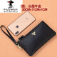 PLOVER genuine leather women's clutch bag long wallet 2025 new fashion simple handwritten wrist mobile phone coin wallet small bag lotus purple
