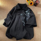 7 high-quality new Chinese style shirts for men in summer thin ancient style casual loose shirt embroidered short sleeves GCFS-W1283 white L