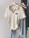 GTYUWVG3895 Les gens collectent la chemise à manches courtes du col American Collar à manches courtes pour les femmes en été Nouveaux bracelets plissés à crampons et Slim Abricot Top - (Nouveau style pas illuminé) Nouveau été S Convient pour 60--85 Jin [Jin est égal à 0,5 kg] de bonne qualité de bonne qualité