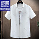 Camisa de manga corta a rayas de Romon Spring y Summer Turning Chaqueta suelta Camiseta Capital Top Men's Clothing 292 Green XL (alrededor de 120-135 Jin [Jin equivale a 0.5 kg] se puede usar)