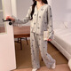 S.SOFEA long-sleeved V-neck pajamas for women two-piece set for students in spring and autumn home clothes for sweet and casual outside. Three-piece set WX13803 black (with chest pad) 170 M (80-100Jin [Jin equals 0.5 kg])