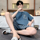 Hongdou (Hodo) pijama para hombres en verano pantalones cortos de algodón puro para jóvenes verano delgado de gran tamaño para ropa para al aire libre juego de ropa para el hogar HD-9928 L