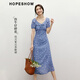 Rothülle Blumenkleid 2025 Sommer Neue Frauenkleidung vor Schulter Puff Ärmel Taille V-Ausschnitt Denim Japanischer Puppenrock Denim Blue Flower 677 XL
