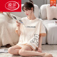 
LangSha Summer Pajamas for women pure cotton cute thin student shorts for spring and autumn two-piece suits for outdoor wear maroon GXT6636 picture color M (recommended 75-95Jin [Jin equals 0.5 kg])