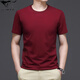 Septwolves (Septwolves) Red Summer Pure Cotton Cott-Shirt T-Shirt Herren-halbärmelige lose T-Shirt-Basis-Hemd im mittleren Alter im mittleren Alter der Männer mit dem neuen Herrenburgund 7018 L geeignet für 120-140jin [Jin gleich 0,5 kg]