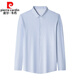 皮尔卡丹（pierre cardin）品牌春秋季100%桑蚕丝长袖衬衫男士中年休闲浅色条纹衬衣免烫 BY9906款-黄格 S 165/48【适合体重90-120斤】