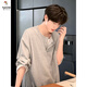 Woodpecker (TUCANO) gray fake two-piece long-sleeved Henry collar t-shirt men's summer waffle sweatshirt American sports inner layering shirt gray/quality upgrade 90% of buyers choose M 105-120Jin Jin equals 0.5 kg