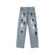 Crome Heart New Croce Ch High Ordre Black Blanc Cross droits Old Heavy Industry Washing Jeans Pantalons Identique aux hommes et femmes 9923 28