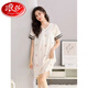 Langsha 2025 Vestido de pijamas de manga corta de verano de camisón 2025 para mujeres de verano para mujeres Silk Silk Sild Summer Cómoda Vestido de gran tamaño M9923 [almohadilla corta/sin pecho] M [90-110Jin [Jin equivale a 0.5 kg]]]