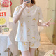 
LangSha ins pajamas women summer set cartoon cute cotton thin shorts shorts for outdoor wear home clothes pajamas summer 1049# carrot rabbit XL