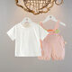 G.Duckkids kleine gelbe Ente Kinderkleidung Mädchenanzug Summer Baby Kleidung reine Baumwolldünne Kinder kurzärmelige T-Shirt Overguts Sommeranzug Pink L Zwei-teilige Set 80 Größe Empfohlen 9-12 Monate cm