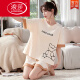 
LangSha Summer Pajamas for women pure cotton cute thin student shorts for spring and autumn two-piece suits for outdoor wear maroon GXT6636 picture color M (recommended 75-95Jin [Jin equals 0.5 kg])