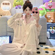 
S.SOFEA Korean style chest pad pajamas women's two-piece set spring and autumn loose college style home clothes A691 175 L