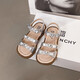 Girls Princess Sandals 2025 Summer New Children's Sandals Soft Sole Medium and Large Children's Open Toe Sandals Velcro Girls Silver Size 26 Inner Length Approximately 16.2cm