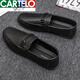 CARTELO bean shoes for men 2025 spring new genuine leather trendy shoes for men breathable one-foot-sole casual leather shoes D826 black 39