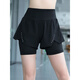 仙僖俫女士骑行裤假两件高腰大码防走光瑜伽短裤宽松薄款健身跑步运动 黑色 五·分裤 L