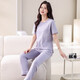 
LangSha pajamas for women for summer thin 2025 new pure cotton short-sleeved trousers home clothing set summer cotton can be worn outside 7374 bean green L 100-120Jin [Jin equals 0.5 kg]