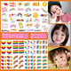 GOTOVANG Kindergarten National Day Performance Rainbow Sticker Sports Meet Face Sticker Competition Cheer Cartoon Rainbow Face Sticker Ornaments Children’s Face Stickers-Type A