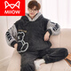 Catman (MiiOW) coral velvet pajamas for men autumn and winter style plus velvet thickened teenagers big children large size winter home clothing set XQ 9921 Roaring Bear XL Yes x men's style (suitable for height of about 175cm