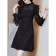 FHHUABD French Hepburn style little black dress spring 2025 new high-end lady style banquet dress holiday dress black 3937 slim version L 105-115Jin Jin equals 0.5 kg