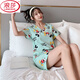 浪莎（LangSha）2025新款睡衣女夏季冰丝短袖薄款休闲韩版卡通甜美两件套可爱 826#绿条小黄鸭 XL 【115-130斤】