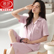 
Langsha pure cotton pajamas for women in summer 2025 new high-end short-sleeved cropped pants large-size cardigan for women wearing home clothes n9896 short-sleeved/cropped pants cardigan 2XL (140-160Jin[Jin equals 0.5 kg])