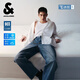 杰克·琼斯（JACK&JONES）男装25年凉感自在牛仔裤男夏季薄款903直筒休闲弹力冰丝九分裤子 E42中蓝牛仔 30 170 W30